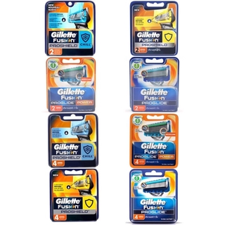 GILLETTE FUSION ใบมีดโกน 4 รุ่น PROGLIDEPOWER PROGLIDE PROSHIELD PROSHIELD CHILL 2 ชิ้น 4 ชิ้น