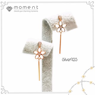 Moment ต่างหู B0006-W ก้านเงินแท้ 92.5% Nickle Free