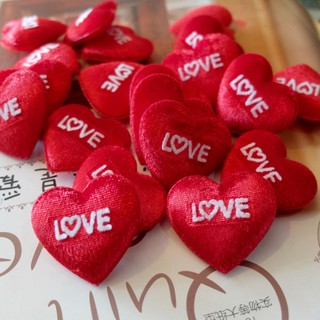 4cm หัวใจ heart หัวใจผ้า กำมะหยี่ love สีแดง ขนาด 4cm จำนวน 6 ชิ้น heart for valentine gift