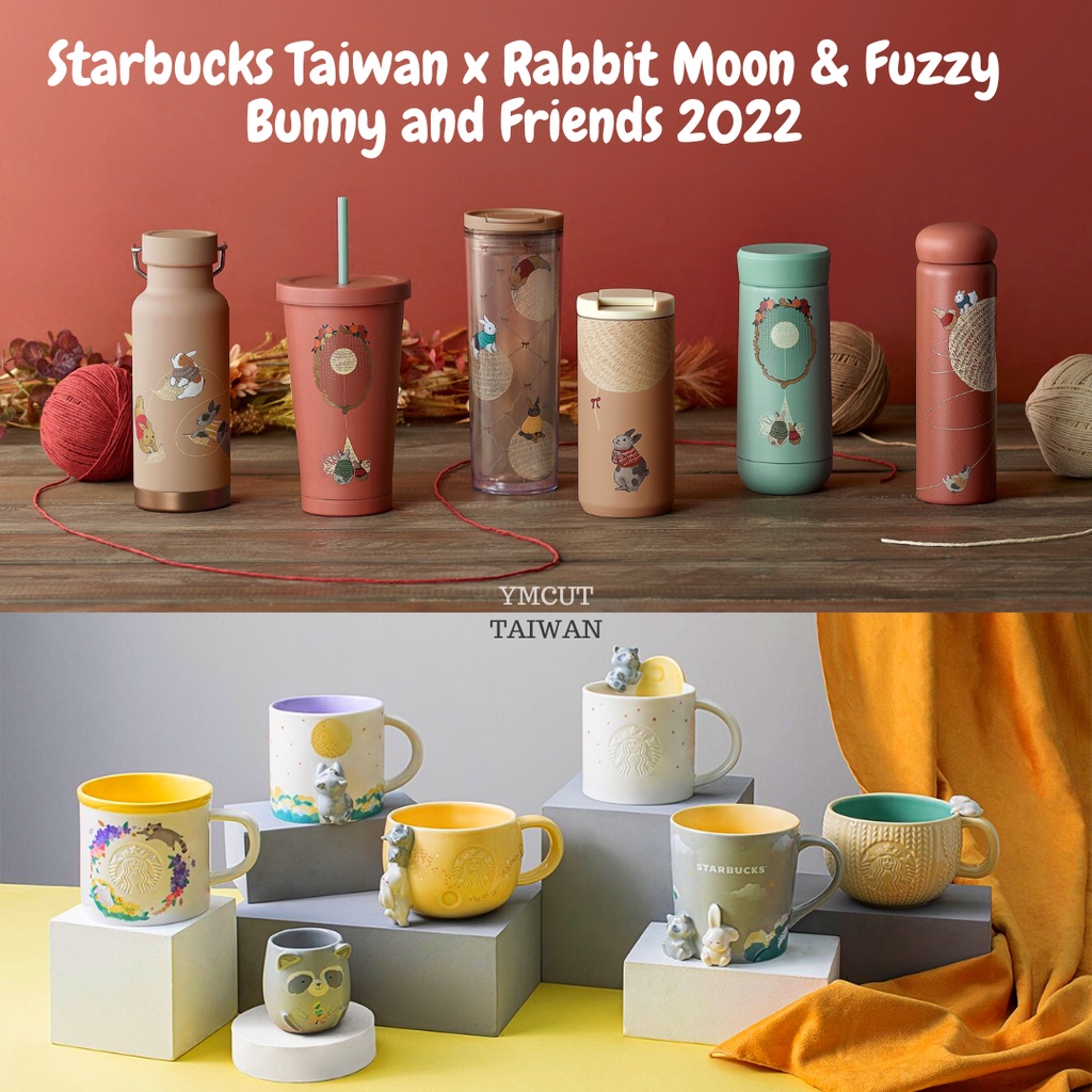 Starbucks Taiwan Rabbit Full Moon Fuzzy Bunny &amp; Friends 2022 แก้วสตาร์บัคส์ไต้หวันลายกระต่าย แก้วสตาร์บัคส์ ถุงสตาร์บัค