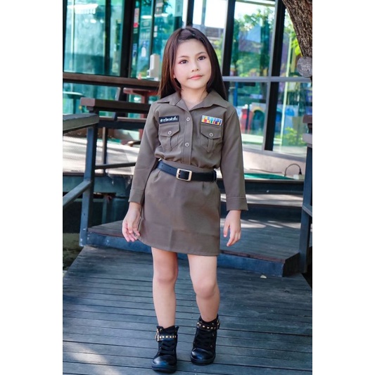 ชุดตำรวจเด็กหญิงแขนยาว (ไม่มีหมวก)