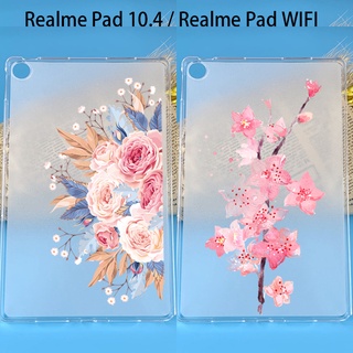 Oppo Realme Pad WIFI / Realme Pad 10.4 เคสลายดอกไม้ + กระจกนิรภัย