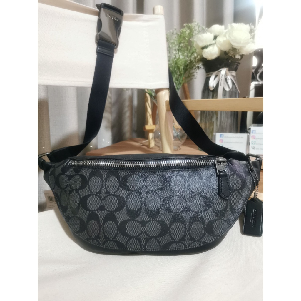 🔥 ของแท้ ของใหม่ 💯% 🔥COACH WARREN BELT BAG IN SIGNATURE CANVAS F78777 กระเป๋าคาดอกคาดเอวผู้ชาย ขนาดก