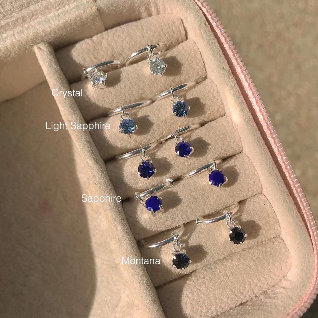 SissyJewelry // ต่างหูเงินแท้ ต่างหูห่วง ประดับ พลอยกลม 4mm - gem round 4mm hoop รูปที่ 3