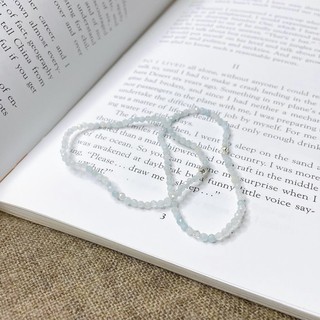 vela.cheeva : *silver925 / aquamarine bracelet กำไลข้อมือยางยืดหินแท้ ( 16 cm )