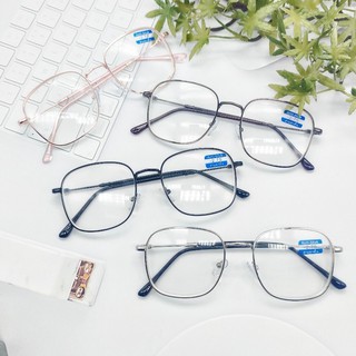 แว่นสายตาสั้น-50ถึง-400 ทรงเหลี่ยมแนววินเทจ เลนส์กรองแสงสีฟ้า รุ่น 334JS
