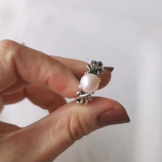 Pearl​ Ring​​​ แหวนมุก ก้านใบไม้ ตัวเรือนสวยเก๋มีสไตน์มากๆ ตัวเรือนเงินแท้ 925