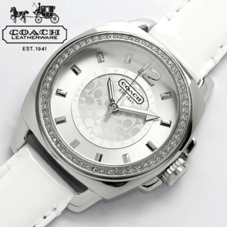 Coach 14501304. 36 mm.   Boyfriend Silver Dial White Leather Strap สินค้าขายดีมีจำกัดค้า