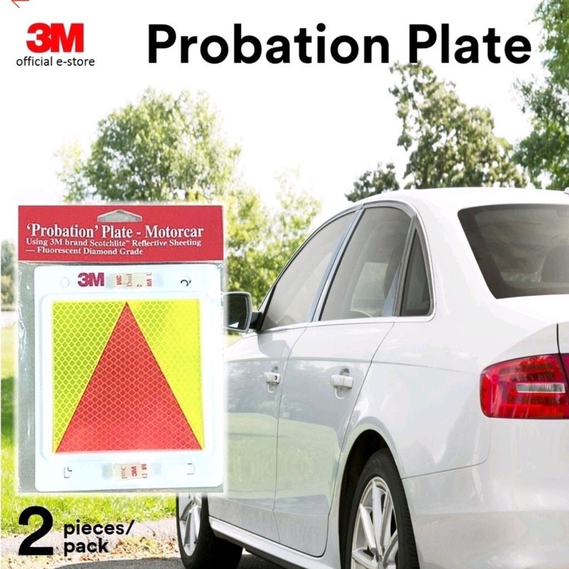 3m Probation Plate 3M Diamond Grade Flourescent สะท้อนแสง (2 ชิ้นชุด), 888 Probation Plate, รถยนต์/ร