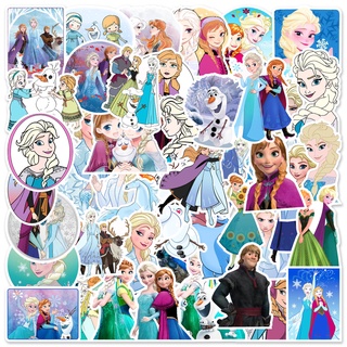 สติกเกอร์พีวีซีกันน้ําลายการ์ตูน frozen elsa anna 50 ชิ้น