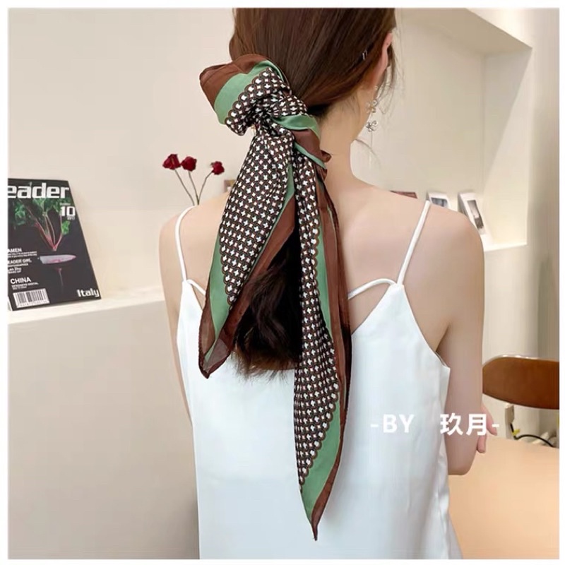 🔥พร้อมส่ง🔥  ผ้าพันคอ ผ้าโพกหัววินเทจ【70x70 ซม】ผ้ามัดผมเกาหลี - รูปที่ 6