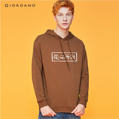 GIORDANO MEN Printed graphic crewneck long-sleeve hoodie 91099616