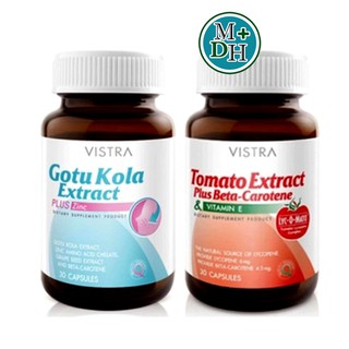 Vistra Set ผิวสวยใสไร้สิว Gotu Kola Extract Plus Zinc ขนาด 30 เม็ด + Tomato Extract ขนาด 30 เม็ด (06043+06552)