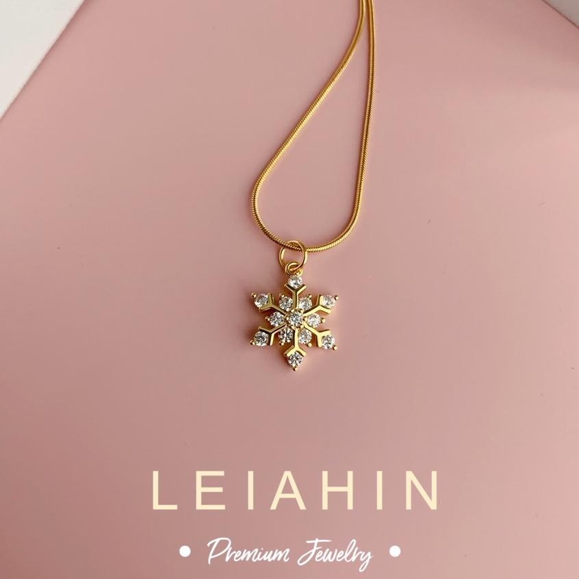 LEIAHIN สร้อยแฟชั่น สร้อยคอโชคเกอร์ สเตนเลส ทอง 18k จี้เกล็ดหิมะ เครื่องประดับแฟชั่นเกาหลี ห้ามลอกดำ ของขวัญวันเกิด