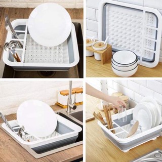 ถูกที่สุด!!! Foldable dish drainer ที่คว่ำจานชามซิลิโคนพับได้ ที่เก็บจานพับได้ ใช้ในการจัดระเบียบเครื่องครัว