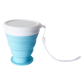 🔥สินค้าขายดี!! มีบุญ แก้วน้ำซิลิโคน พับได้ ขนาด 100 มล. สีฟ้า MEEBUN Collapsible Silicone Cup 100 ml. Blue Color