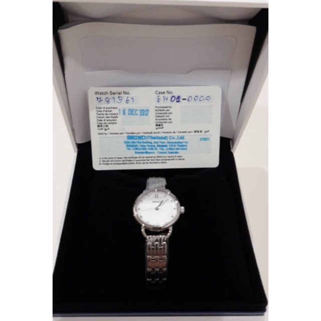 Seiko SUR697P1 Women’s Swarovski Crystal Bracelet Strap Watch, Silver/White