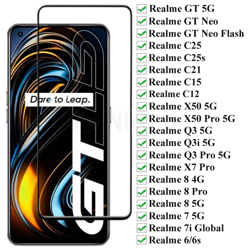 กระจกนิรภัย แบบเต็มจอ สําหรับ OPPO Realme GT 5G Neo C25s C25 C21 C15 C12 Q3 Q3i 5G X50 5G 8 7 7i 6i 