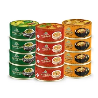 บุญทรี อาหารพร้อมทาน 185 G x 12 กระป๋อง (เขียวหวาน, มัสมั่น, แกงเผ็ด)