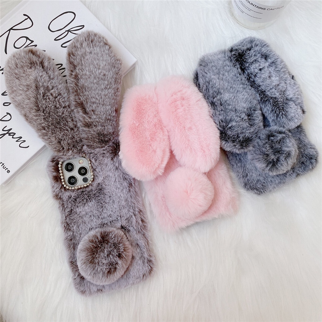 เคสสําหรับ Samsung A12 A22 A32 A42 A52 A72 5G 4G เคสโทรศัพท์มือถือแต่งขนกระต่ายให้ความอบอุ่น