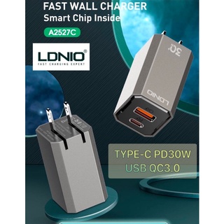 อะแดปเตอร์ หัวชาร์จ Type-C adapter PD30W and USB QC3.0 fast charger by LDNIO A2527C