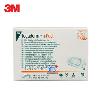 ียกกล่อง แผ่นแปะแผลกันน้ำ 3 M Tegaderm+Pad 3582 ขนาด 5x7 cm (50แผ่น/กล่อง)
