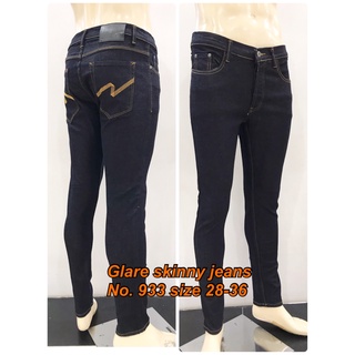 ขาเดฟยีนส์ยืดชาย สีมิดไนท์ฟอกนุ่มล้างน้ำ ทรงรัดรูป เอวกลางแบบกระดุม Glare skinny jeans No.933 size 28-36