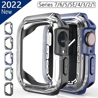 Tpu + เคส PC ใส สําหรับ Apple Watch 7 6 SE 5 4 เคสกันชน ป้องกันหน้าจอ สําหรับ iWatch 40 มม. / 44 มม. / 41 มม. / 45 มม.