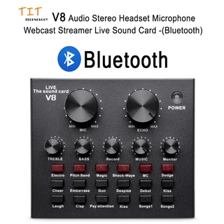 V8 Audio Stereo Headset Microphone Webcast Streamer Live Sound Card(Bluetooth)V8 BT USBเสียงชุดหูฟังไมโครโฟน Webcast