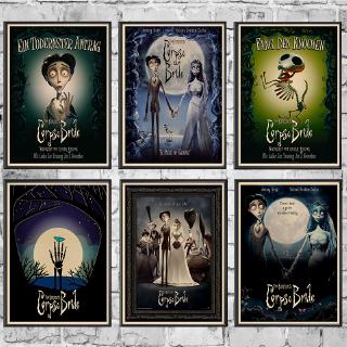 โปสเตอร์ภาพยนตร์ Tim Burton The Corpse Bride. โปสเตอร์กระดาษคราฟท์ เนื้อแมตต์ สไตล์วินเทจย้อนยุค สําหรับตกแต่งผนังบ้าน