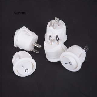 Easyturn สวิตช์โยกเปิดปิด Spst 2 Pin ทรงกลม ขนาดเล็ก สีขาว 20 มม. 12V 5 ชิ้น