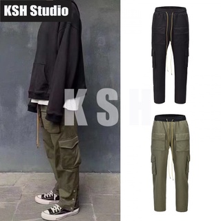 kanye drawstring multi-pocket loose pants mens casual pants hip-hop style mens loose pants