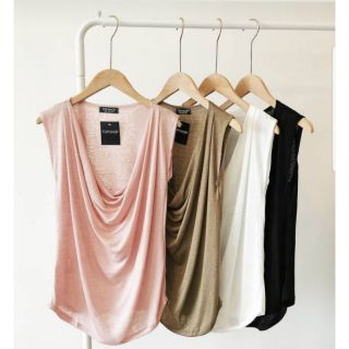 เสื้อเเขนกุด คอถ่วง ผ้าสลาฟ เนื้อผ้านิ่มใส่สบายมากก งานป้ายtopshop  ⚡