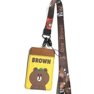 BROWN สายคล้องคอ สายคล้องบัตร ที่ใส่บัตร ซองใส่บัตร ที่ใส่บัตร พร้อมสายคล้องคอ ลาย BROWN I LOVE BROWN งานดี สวยงาม 8118