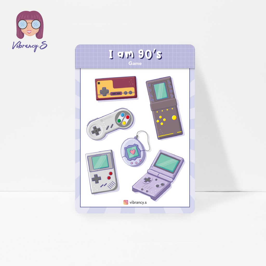 VIBRANCY.S I am 90s Sticker Sheet - Game Journal Sticker / A6 (105 x 148mm) / กันน้ํา