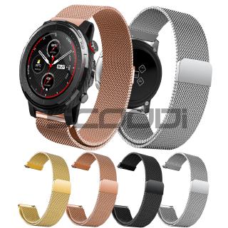 สายคล้องนาฬิกาข้อมือแสตนเลส 22 มมสําหรับ for xiaomi huami amazfit stratos 3 2/2s milanese