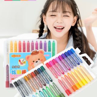 สีเทียนน้ำมันระบายน้ำ 24 สี แถมพู่กัน1ด้ามจ้าา