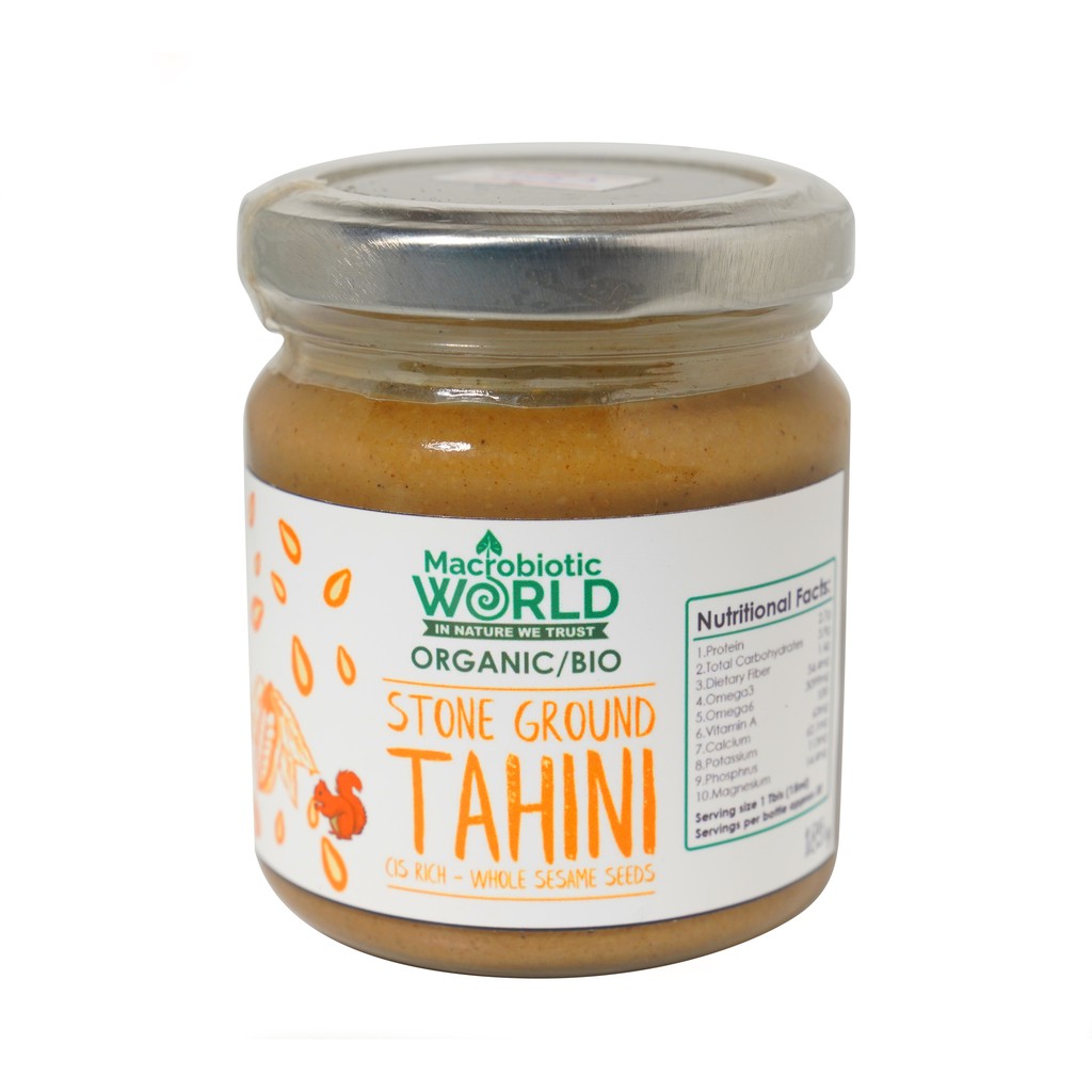 Organic/Bio Stone Ground Tahini - Whole Sesame Seeds | เนยเมล็ดงา ไม่กระเทาะเปลือก