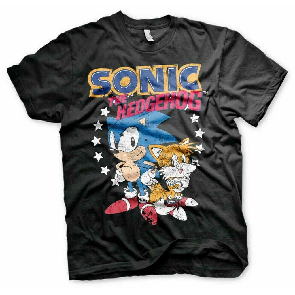 เสื้อยืด ผ้าฝ้าย พิมพ์ลาย Sonic The Hedgehog - Sonic &amp; Tails สําหรับผู้ชาย