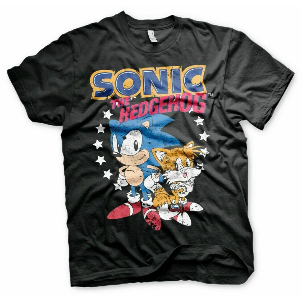 เสื้อยืด ผ้าฝ้าย พิมพ์ลาย Sonic The Hedgehog - Sonic & Tails สําหรับผู้ชาย