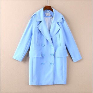 (พร้อมส่ง)Trench Coat เนื้อโพลีเอสเตอร์ ผ้าพลิ้วทิ้งตัวสวย ทรงOver Size