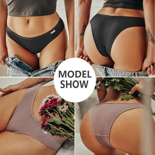 FINETOO Women Cotton Panty Lingerie Female Underwear 6 Solid Color Thongs For Woman Low-Rise Underpant Comfortable Sexy Bikini Briefs
