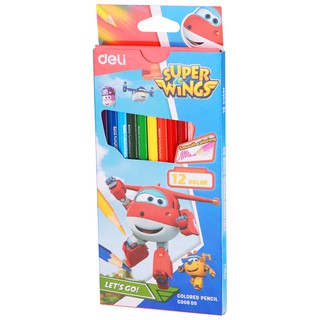 Deli ดินสอสีไม้ 12 สี Super Wings C00800