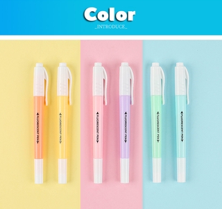 ปากกาเน้นข้อความ สีพาสเทล 6ด้าม6สี มี2หัว ปากกาไฮไลท์