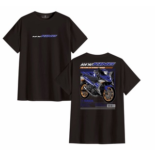 คอลูกเรือเสื้อยืดคอกลมเสื้อยืด พิมพ์ลายยานยนต์ Distro YAMAHA JUPITER MX KING BLUE สําหรับผู้ชาย และผู้หญิงผ้าฝ้ายแท้