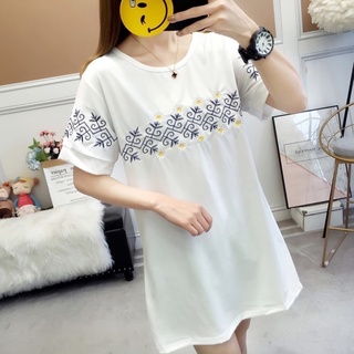 MD01 พร้อมส่ง มินิเดรส ลายดอกเดซี่ สีขาว ผ้านุ่ม ยืด เดรสสไตล์เกาหลี dress mini dress