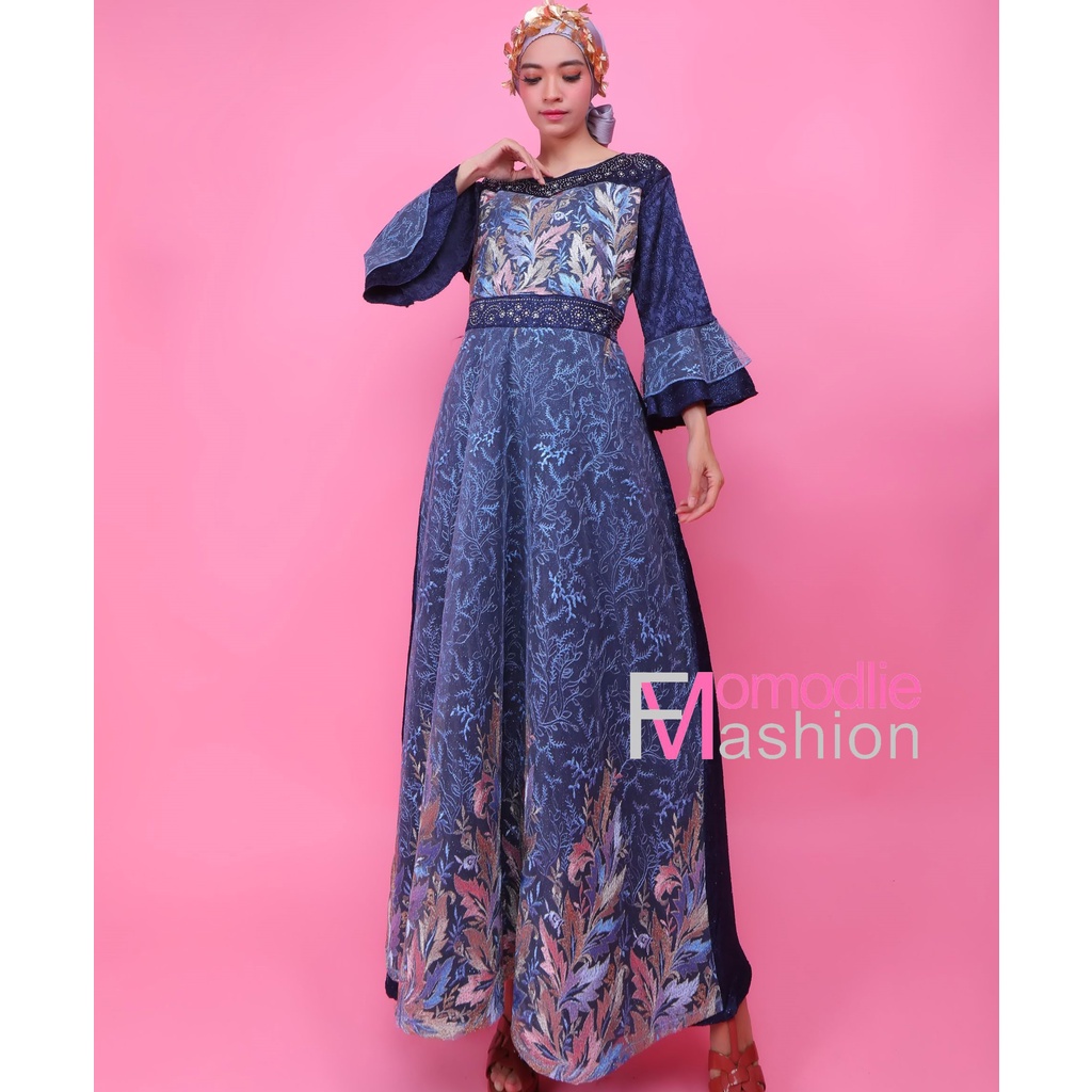 MABELLE JAGUAR NAVY GAMIS, EMBROIDERED GAMIS, TEENAGE PARTY GAMIS, MAXI DRESS GAMIS