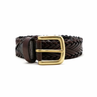 Brown Stone เข็มขัดหนังแท้ Braid Belt Solid Brass – Brandy Brown