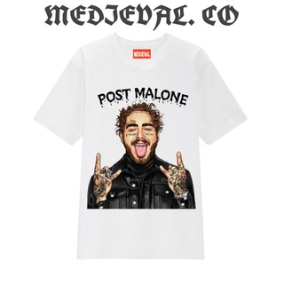 Malone POST เสื้อยืดลําลอง แขนสั้น พิมพ์ลาย RAP TEE OVERSIZE RAPPER VINTAGE สีขาว สําหรับผู้ชาย ผู้หญิง 24S