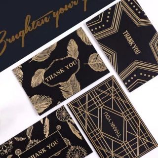 •พร้อมส่ง• การ์ดขอบคุณ Thank you สีดำพิมพ์ฟลอยด์ทอง พร้อมซอง